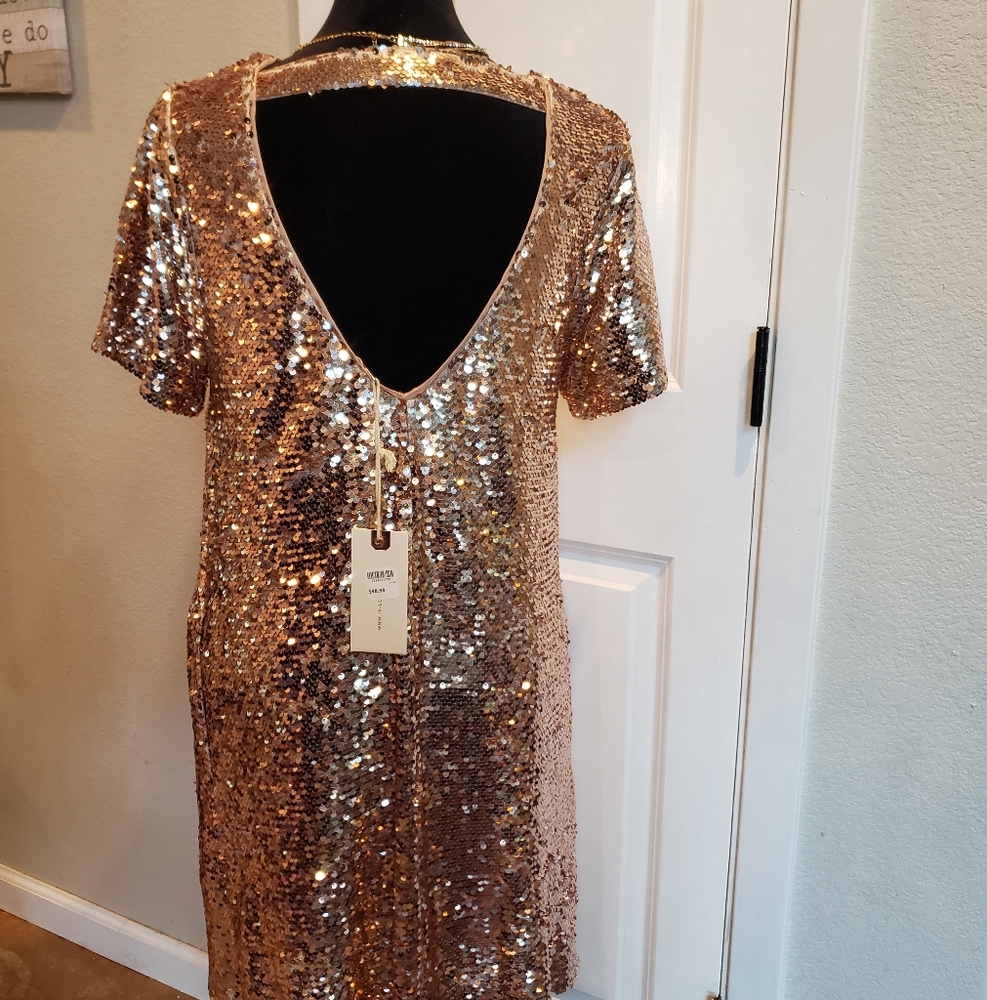 New Rose gold sequin dress with pockets